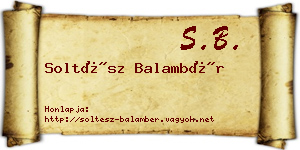 Soltész Balambér névjegykártya